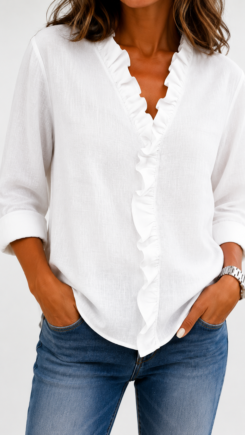 Beatrice | Blusa de escote en V con volantes
