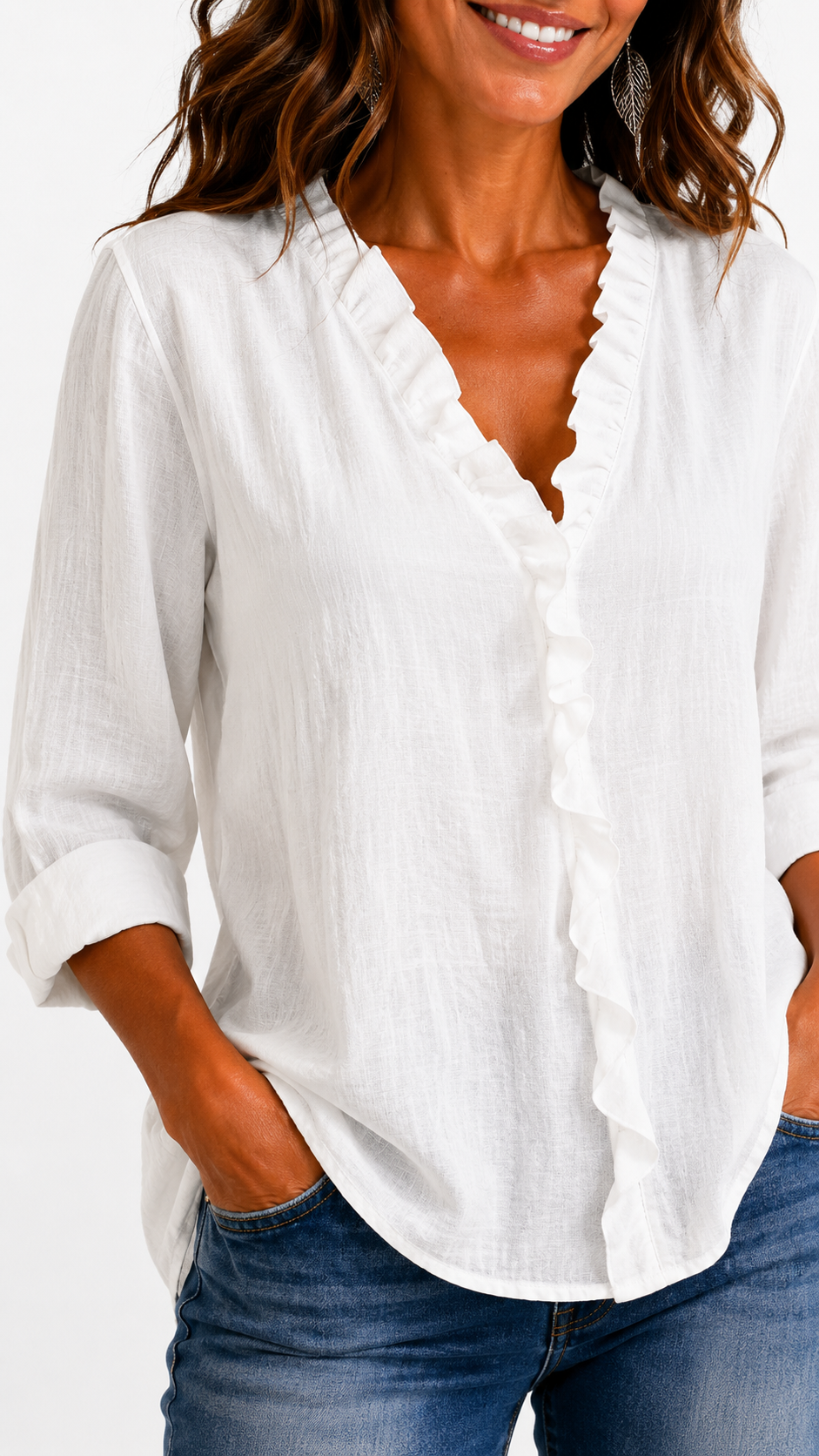 Beatrice | Blusa de escote en V con volantes