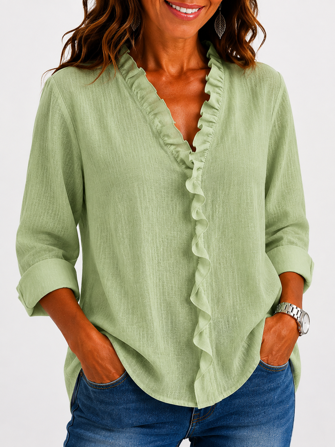Beatrice | Blusa de escote en V con volantes