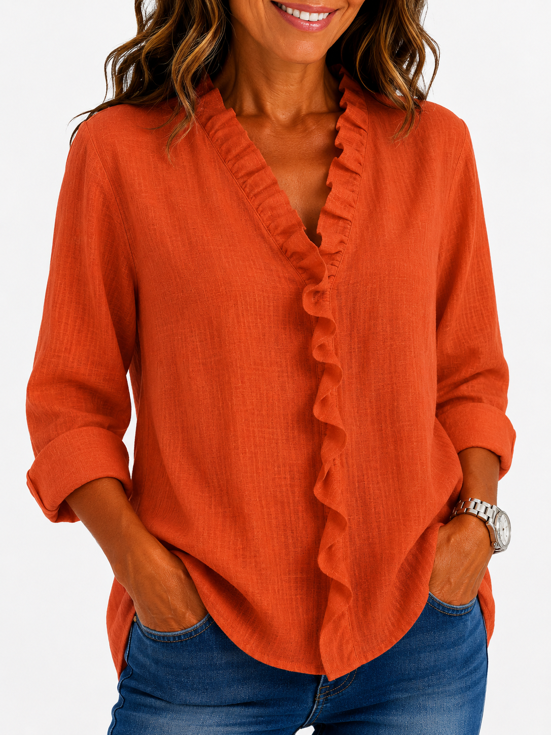 Beatrice | Blusa de escote en V con volantes