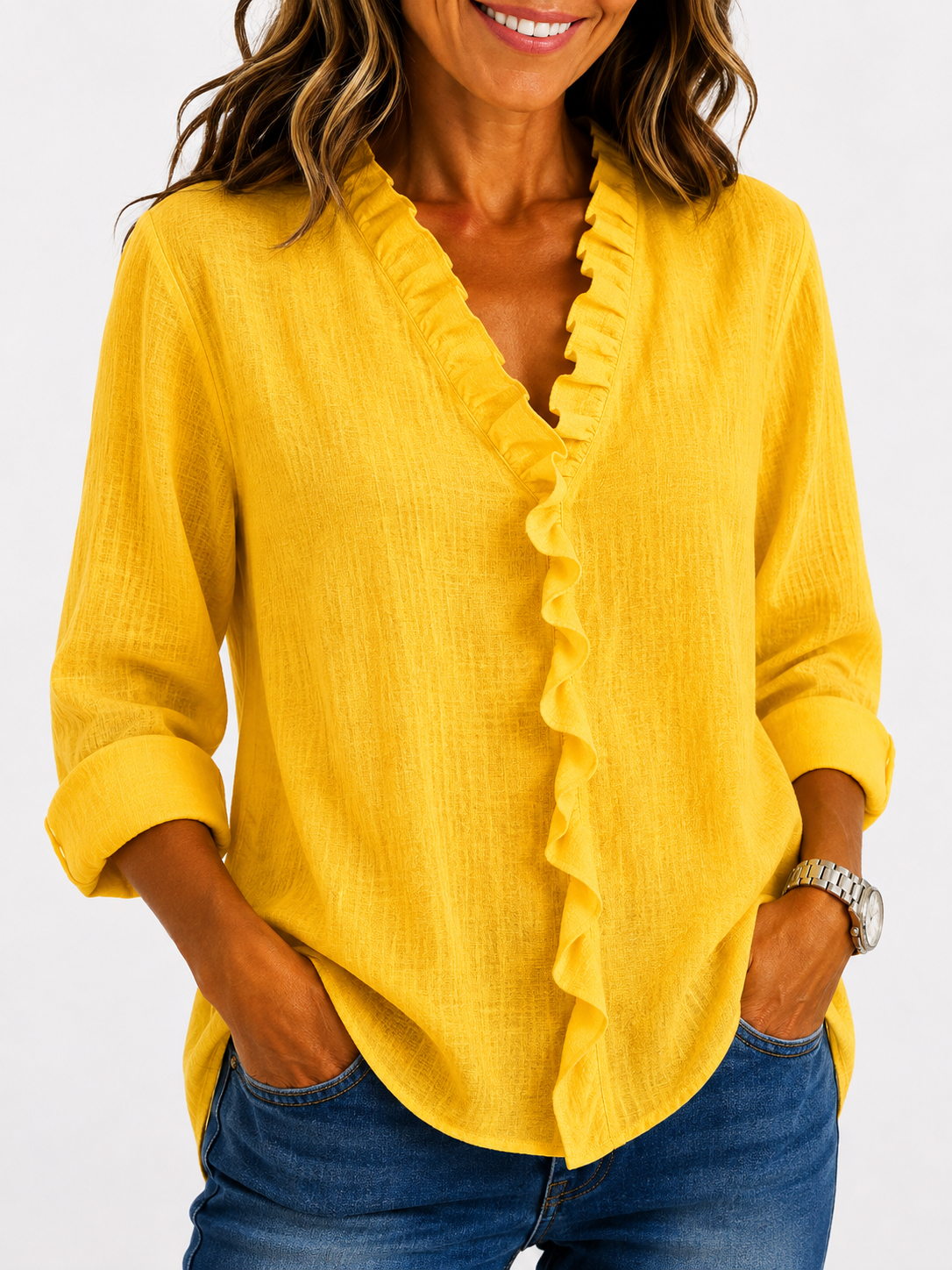 Beatrice | Blusa de escote en V con volantes
