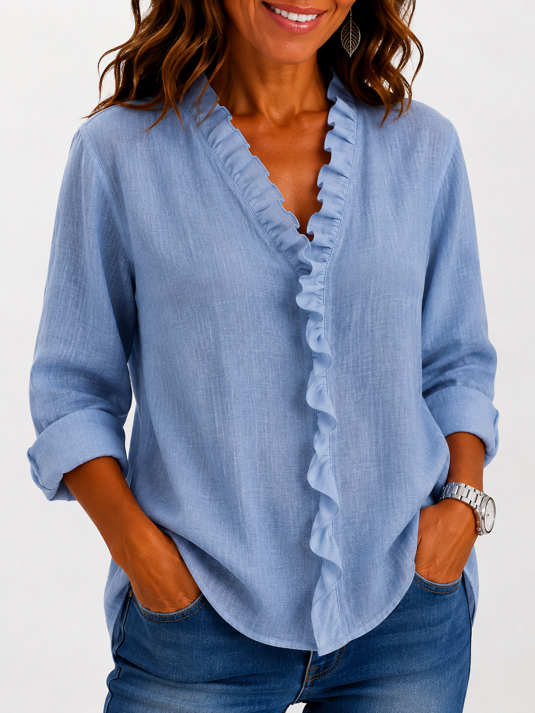 Beatrice | Blusa de escote en V con volantes
