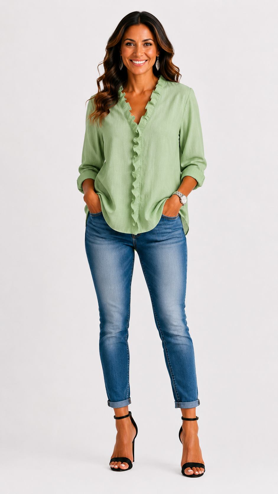 Beatrice | Blusa de escote en V con volantes