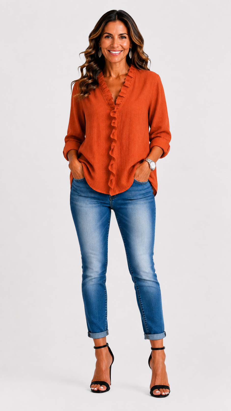 Beatrice | Blusa de escote en V con volantes