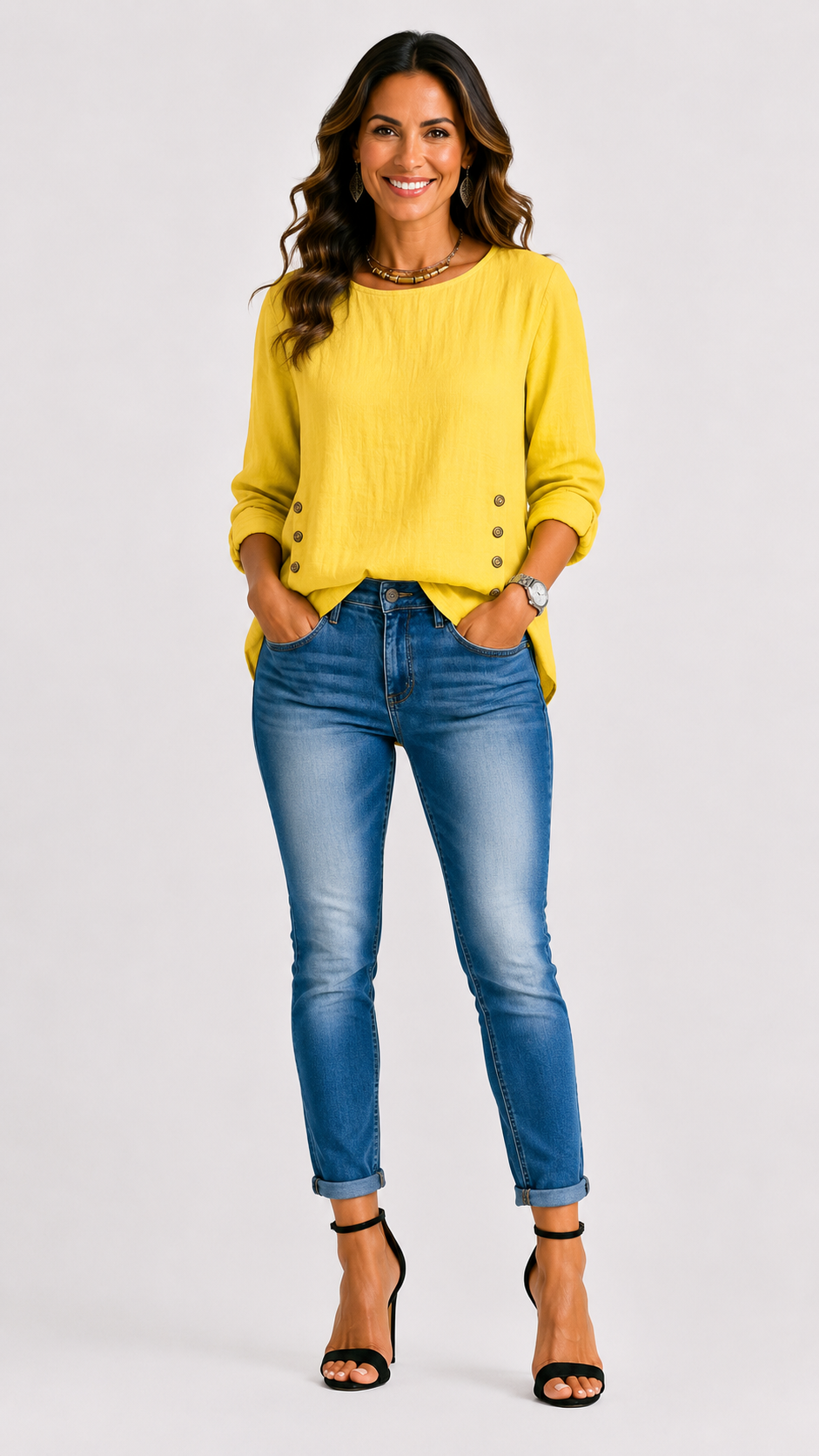 Top Cara casual con botones decorativos