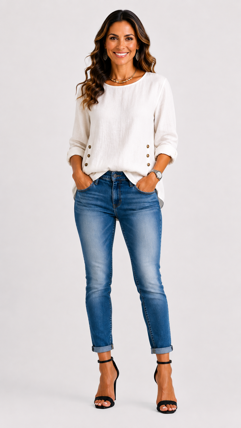 Top Cara casual con botones decorativos
