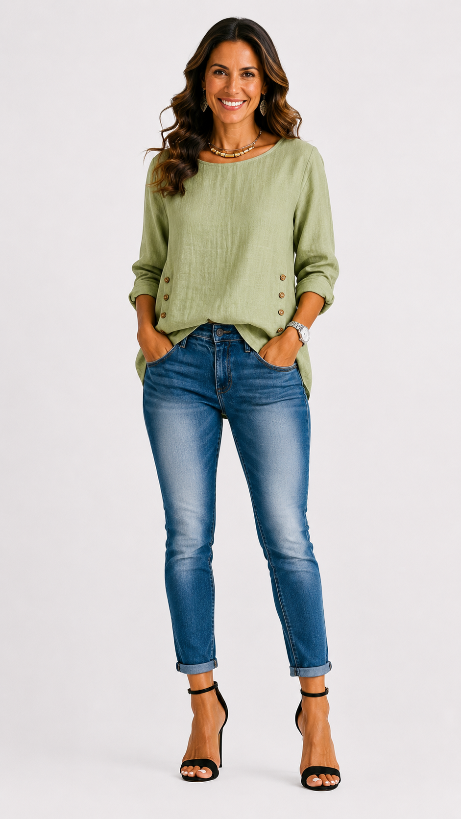 Top Cara casual con botones decorativos