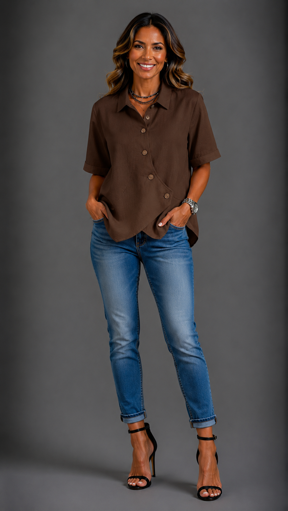 Julia | Blusa asimétrica con botones · Vista 9
