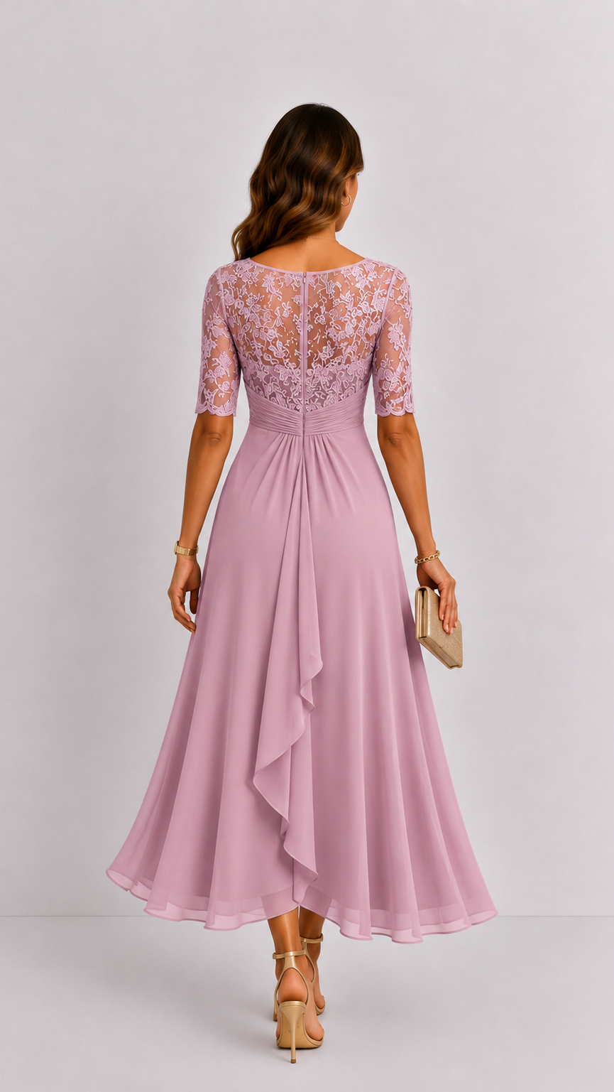 Vestido midi Rhonda de encaje - Azul marino