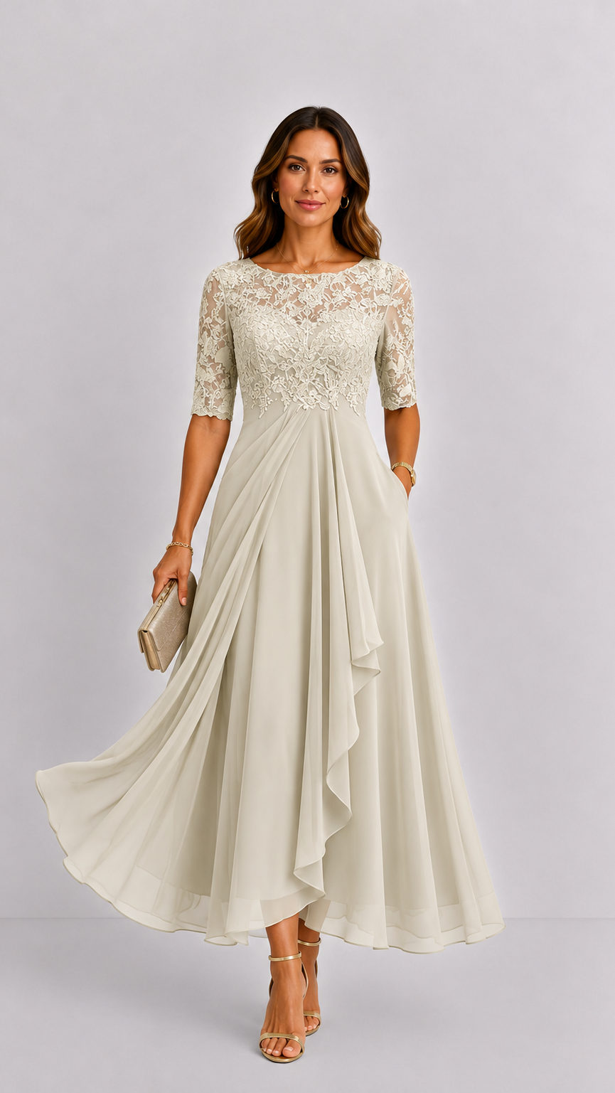Vestido midi Rhonda de encaje - Azul marino