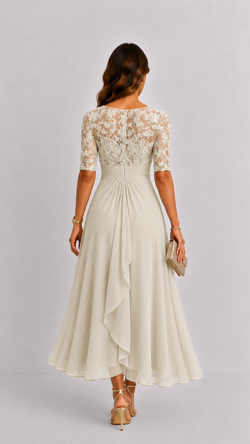 Vestido midi Rhonda de encaje - Azul marino