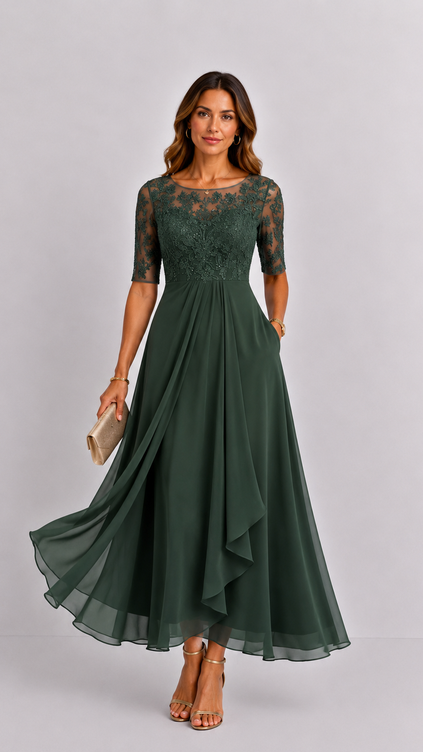 Vestido midi Rhonda de encaje - Rosa