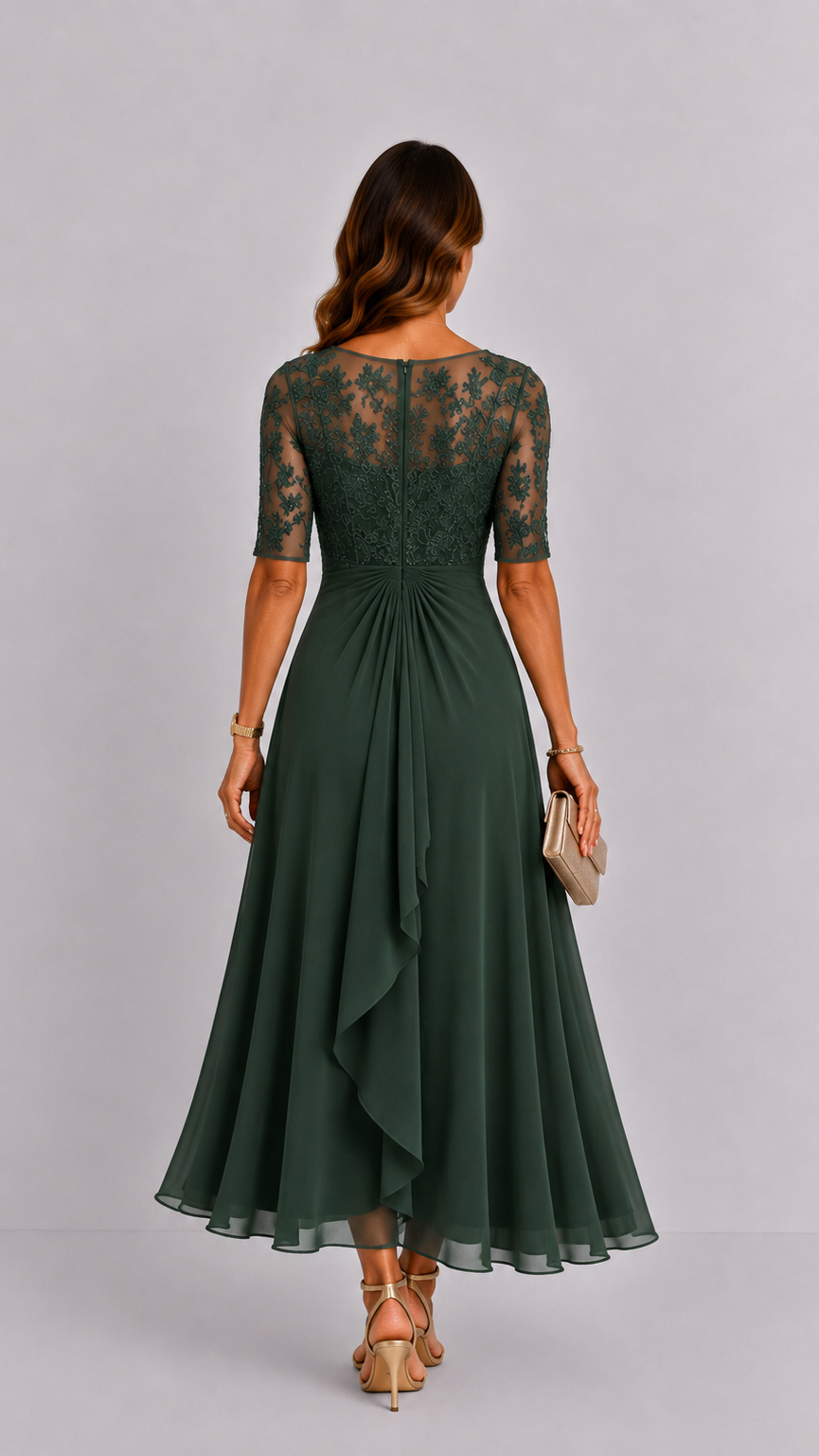 Vestido midi Rhonda de encaje - Rosa