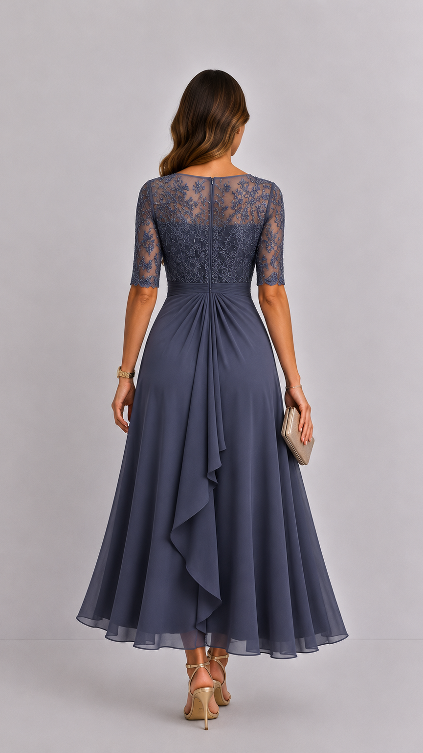 Vestido midi Rhonda de encaje - Rosa