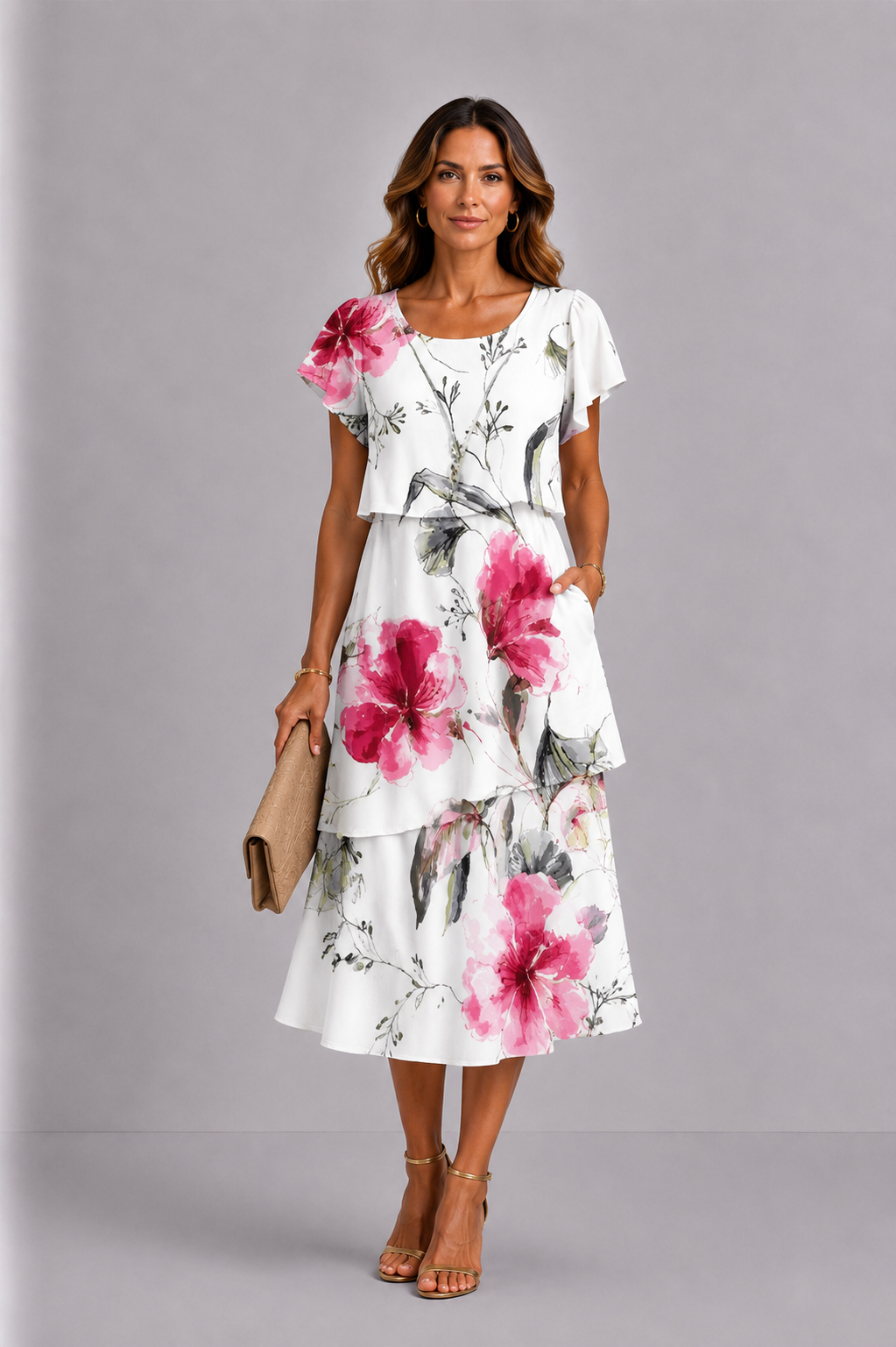 Cynthia | Vestido floral con volantes