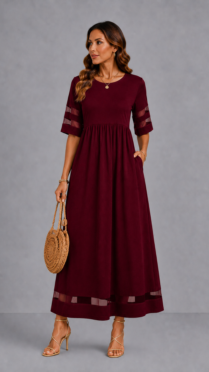 Aubrey | Vestido midi con frunces · Vista 2