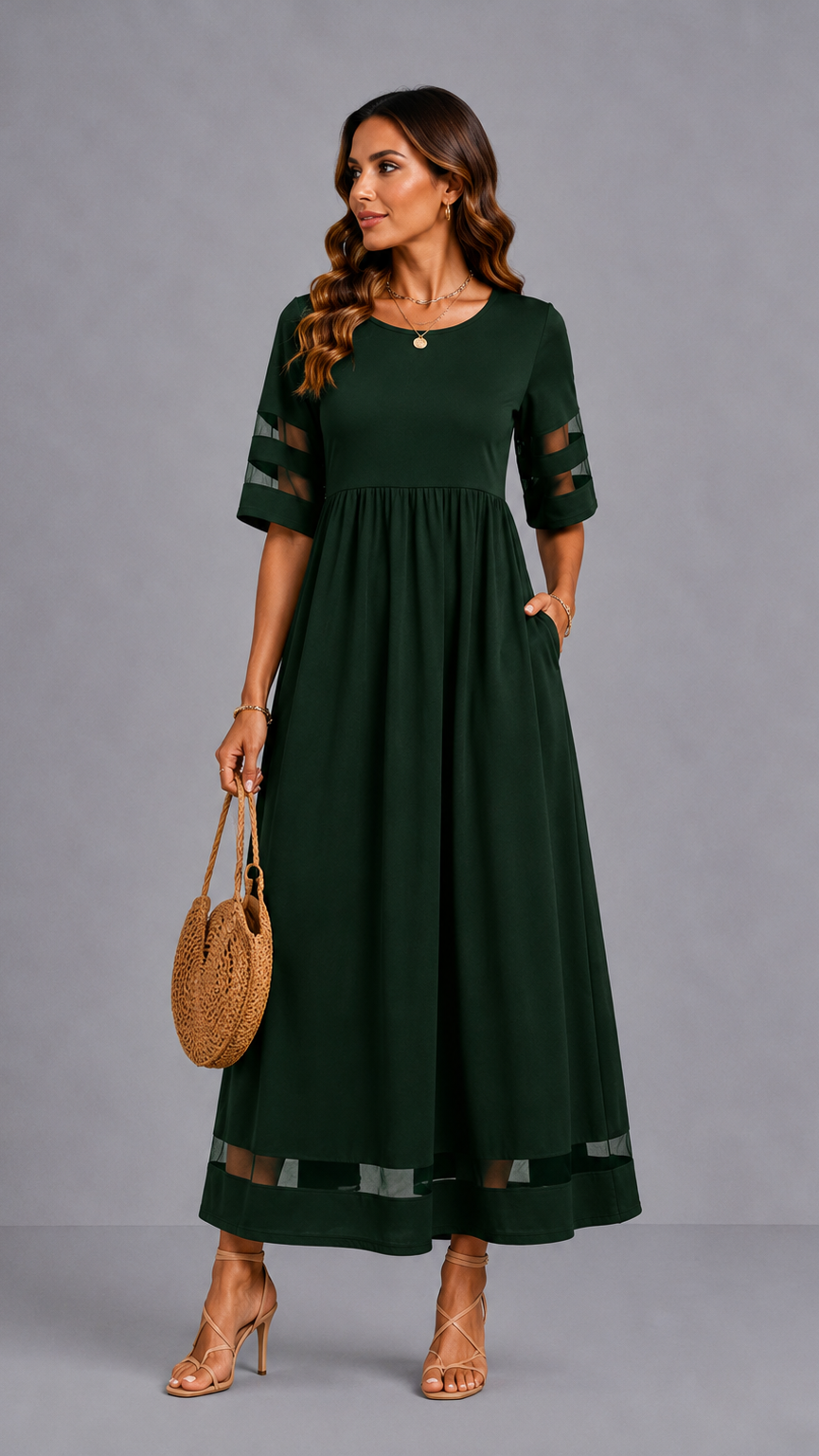 Aubrey | Vestido midi con frunces · Vista 3