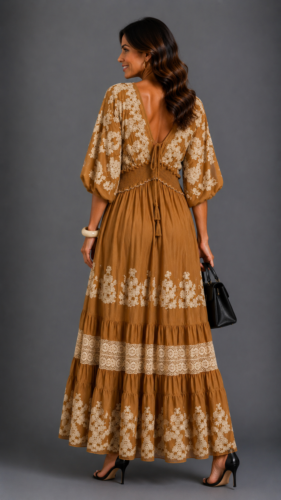 Sahara | Vestido largo con aplicaciones de encaje · Vista 2