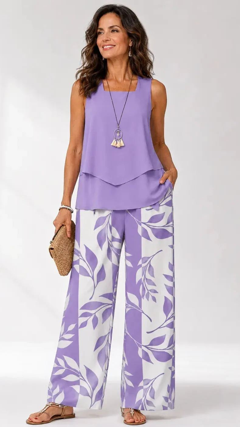 Conjunto Petronila con estampado botánico - Violeta