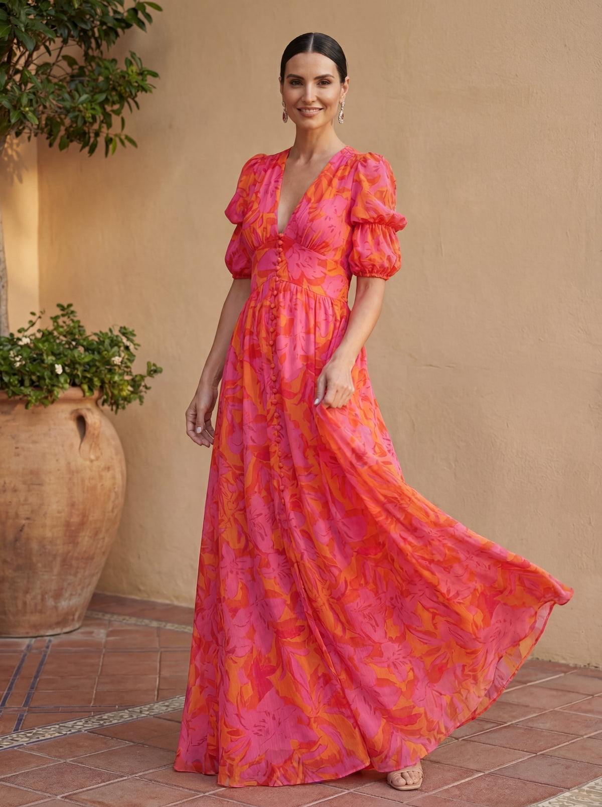 Olvera | Vestido fluido con escote en V y mangas amplias · Vista 2