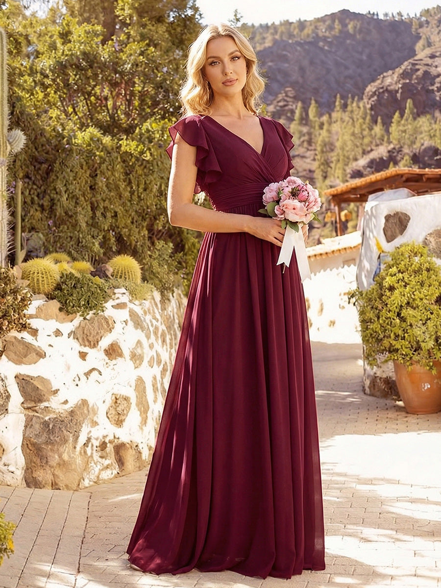 Lilyana | Vestido largo de gasa con mangas plisadas · Vista 14
