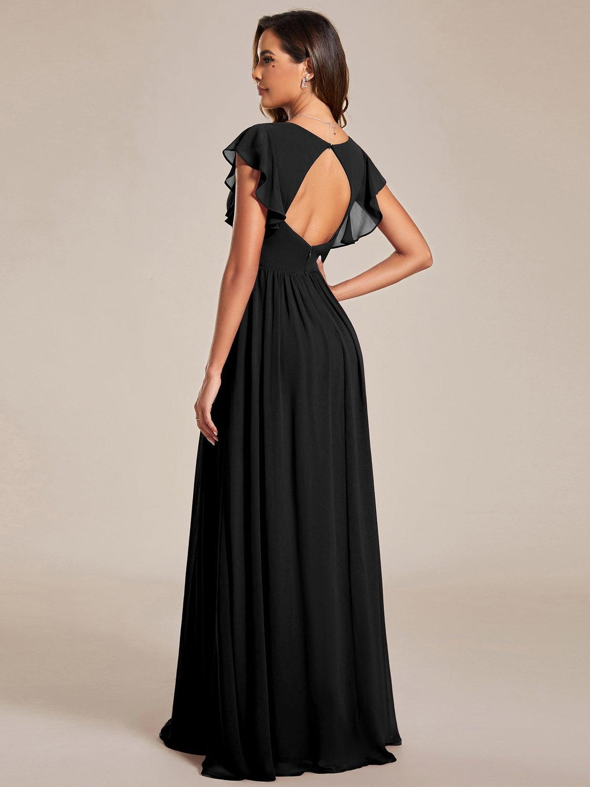 Lilyana | Vestido largo de gasa con mangas plisadas · Vista 65