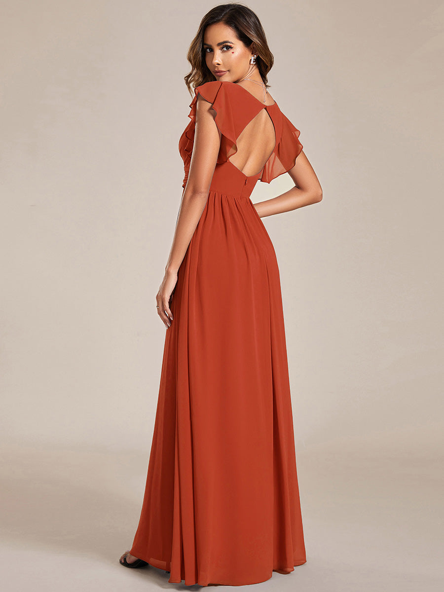 Lilyana | Vestido largo de gasa con mangas plisadas · Vista 193