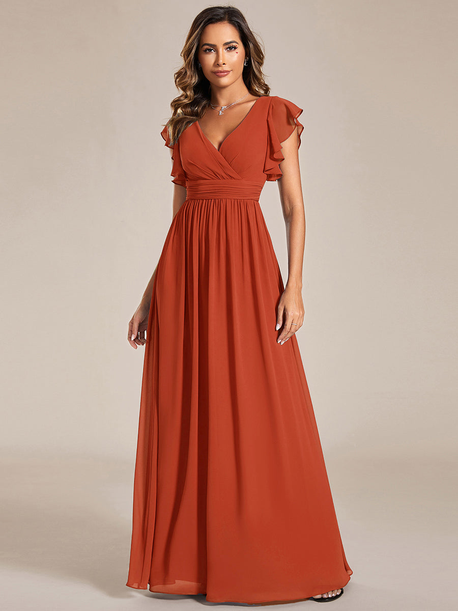 Lilyana | Vestido largo de gasa con mangas plisadas · Vista 196