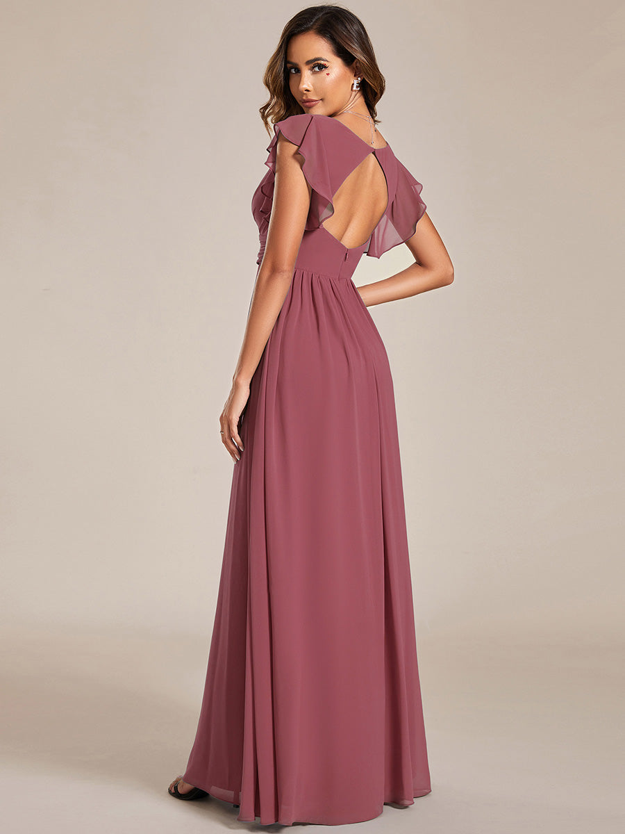 Lilyana | Vestido largo de gasa con mangas plisadas · Vista 116