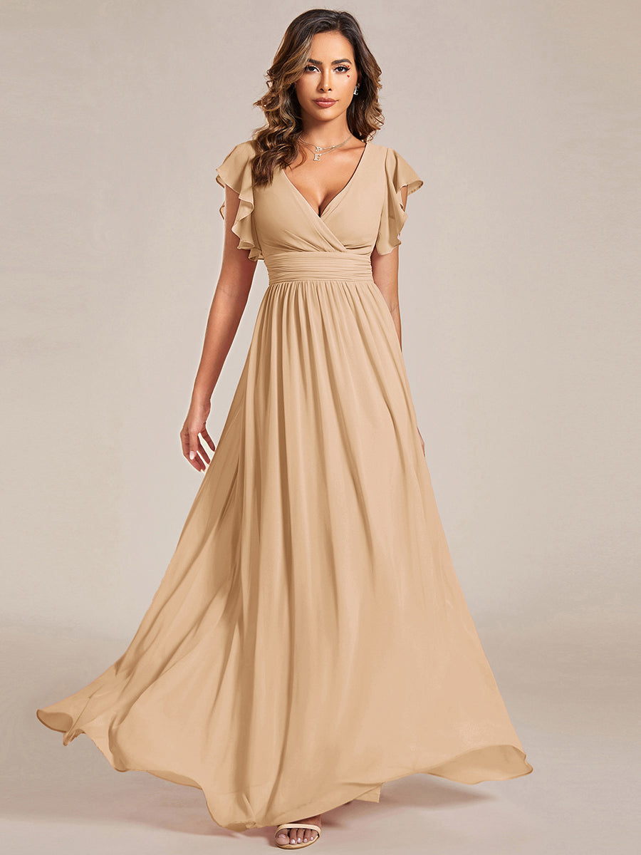 Lilyana | Vestido largo de gasa con mangas plisadas · Vista 87