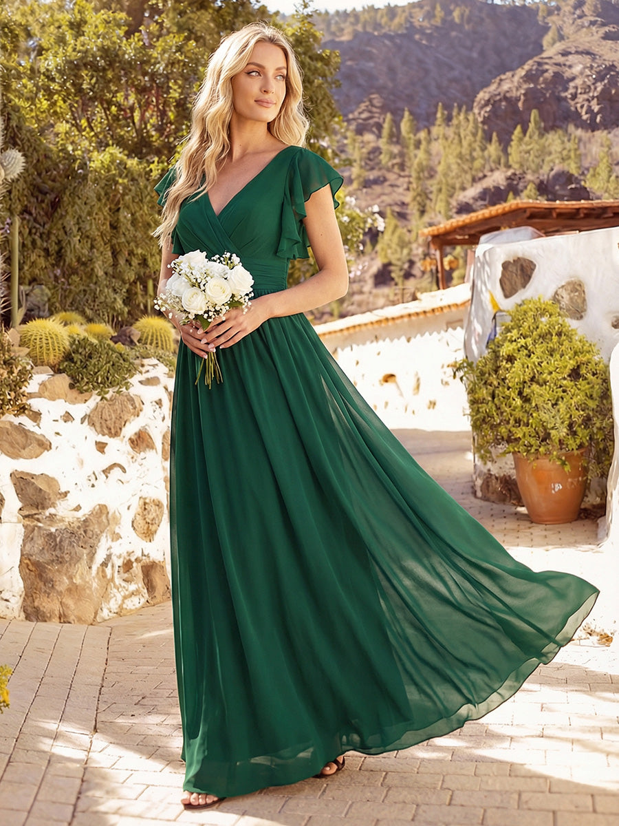Lilyana | Vestido largo de gasa con mangas plisadas · Vista 6