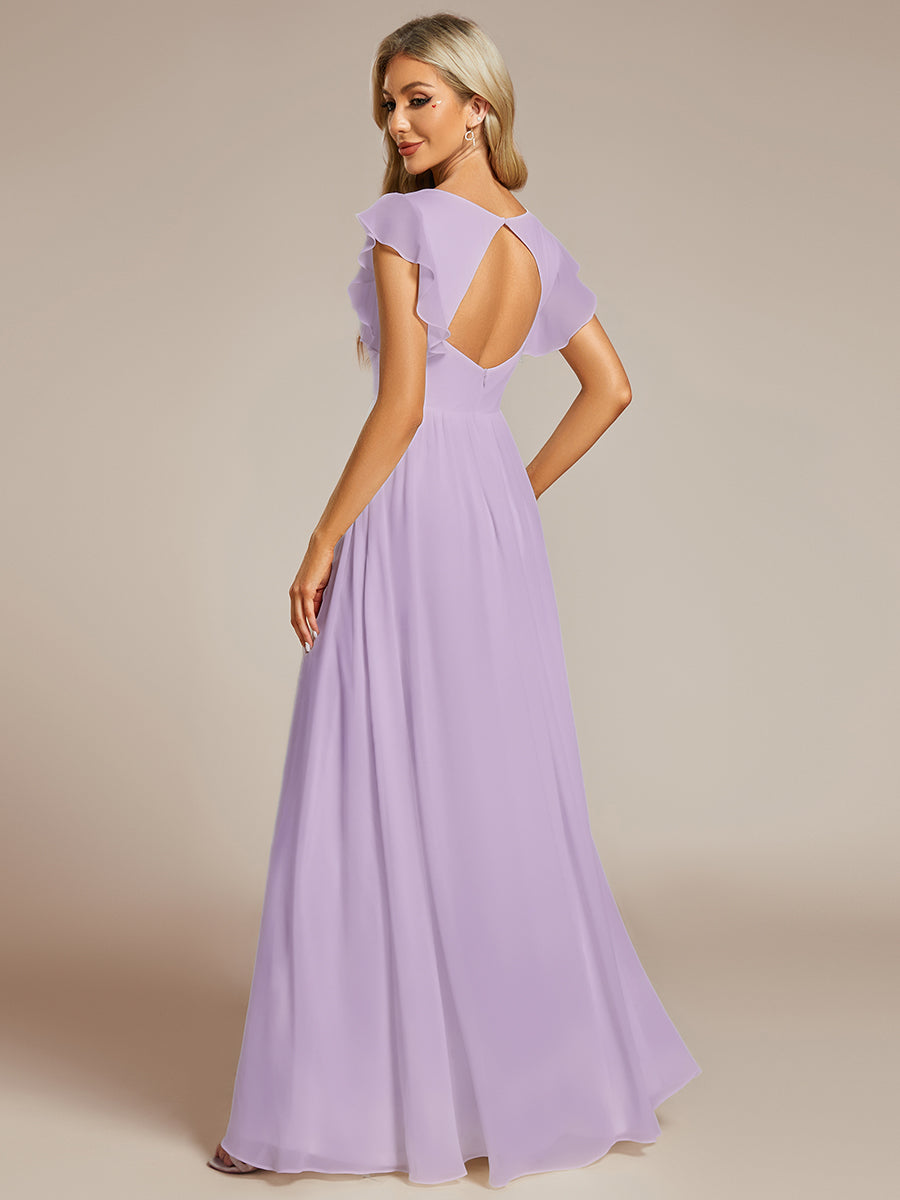 Lilyana | Vestido largo de gasa con mangas plisadas · Vista 149