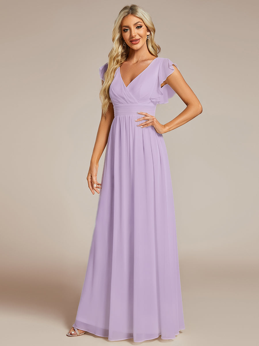 Lilyana | Vestido largo de gasa con mangas plisadas · Vista 150