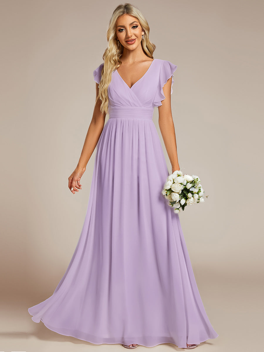 Lilyana | Vestido largo de gasa con mangas plisadas · Vista 148