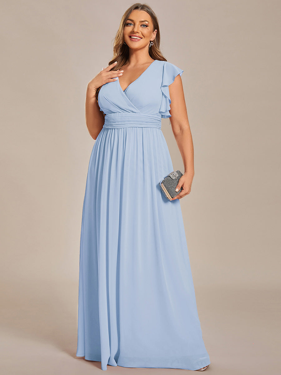 Lilyana | Vestido largo de gasa con mangas plisadas · Vista 191