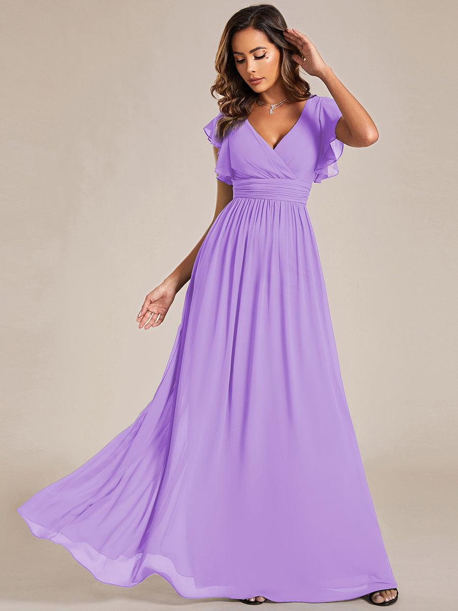 Lilyana | Vestido largo de gasa con mangas plisadas · Vista 77