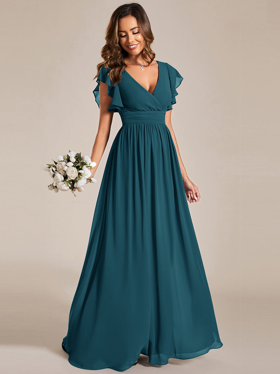 Lilyana | Vestido largo de gasa con mangas plisadas · Vista 158