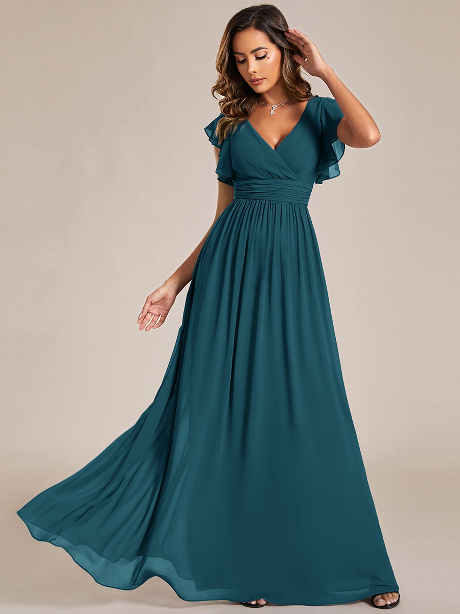 Lilyana | Vestido largo de gasa con mangas plisadas · Vista 160