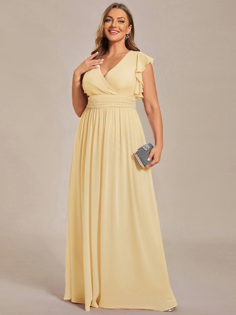 Lilyana | Vestido largo de gasa con mangas plisadas · Vista 185