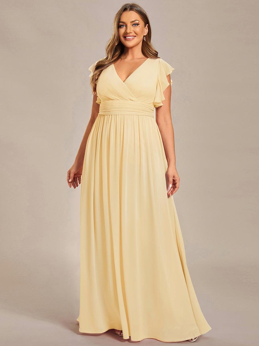 Lilyana | Vestido largo de gasa con mangas plisadas · Vista 182