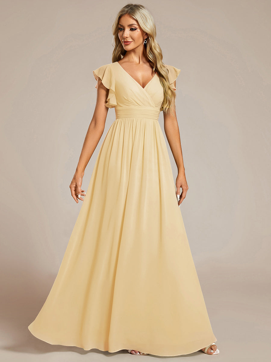 Lilyana | Vestido largo de gasa con mangas plisadas · Vista 180