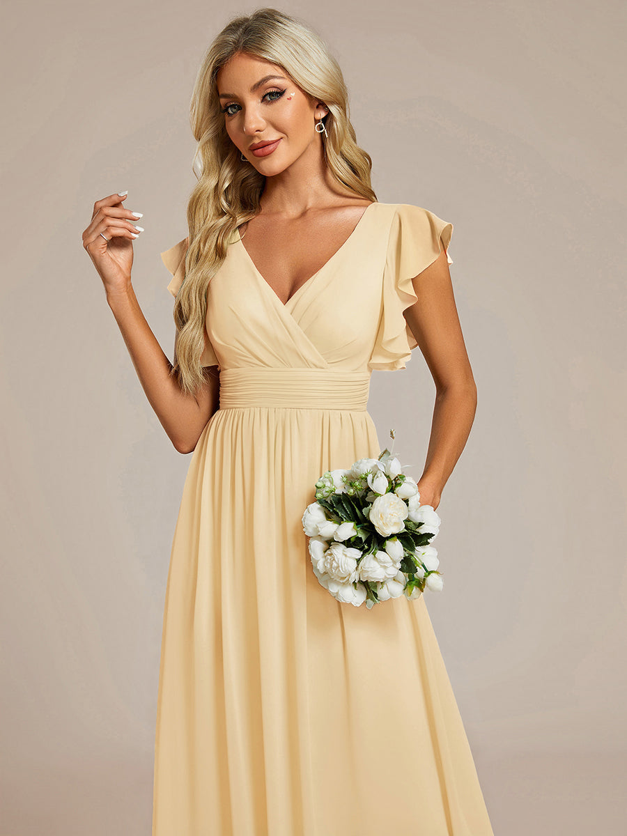 Lilyana | Vestido largo de gasa con mangas plisadas · Vista 181