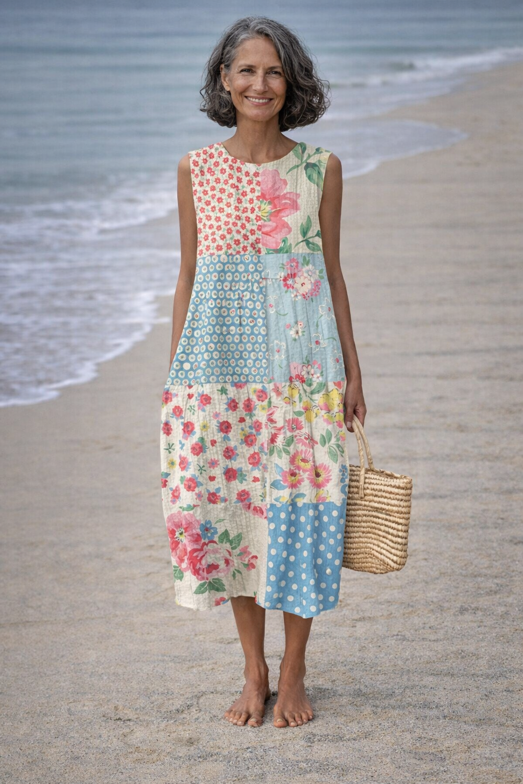 Valeria | Vestido midi de estampado patchwork