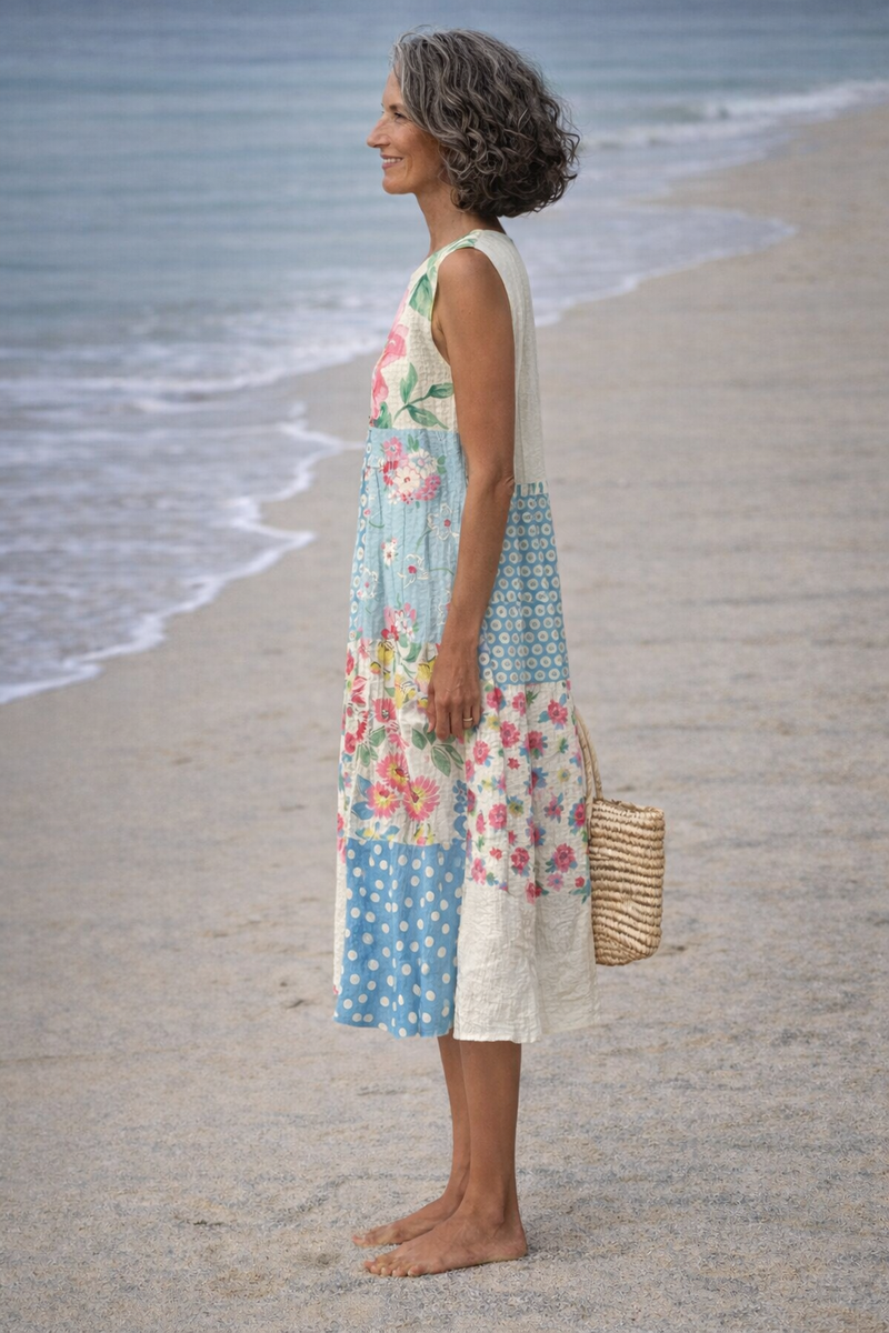 Valeria | Vestido midi de estampado patchwork · Vista 2