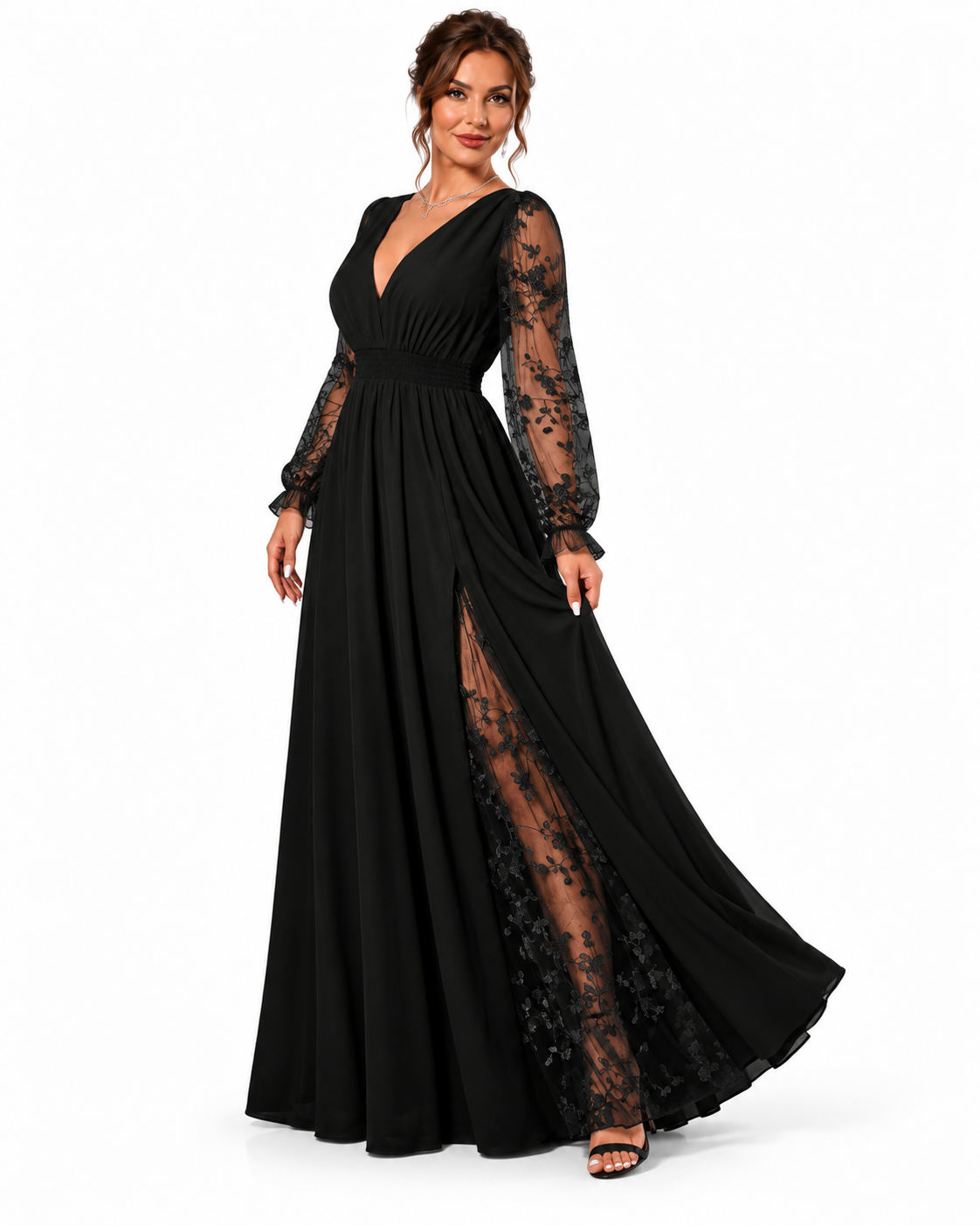Celeste | Vestido de encaje de corte evasé · Vista 3