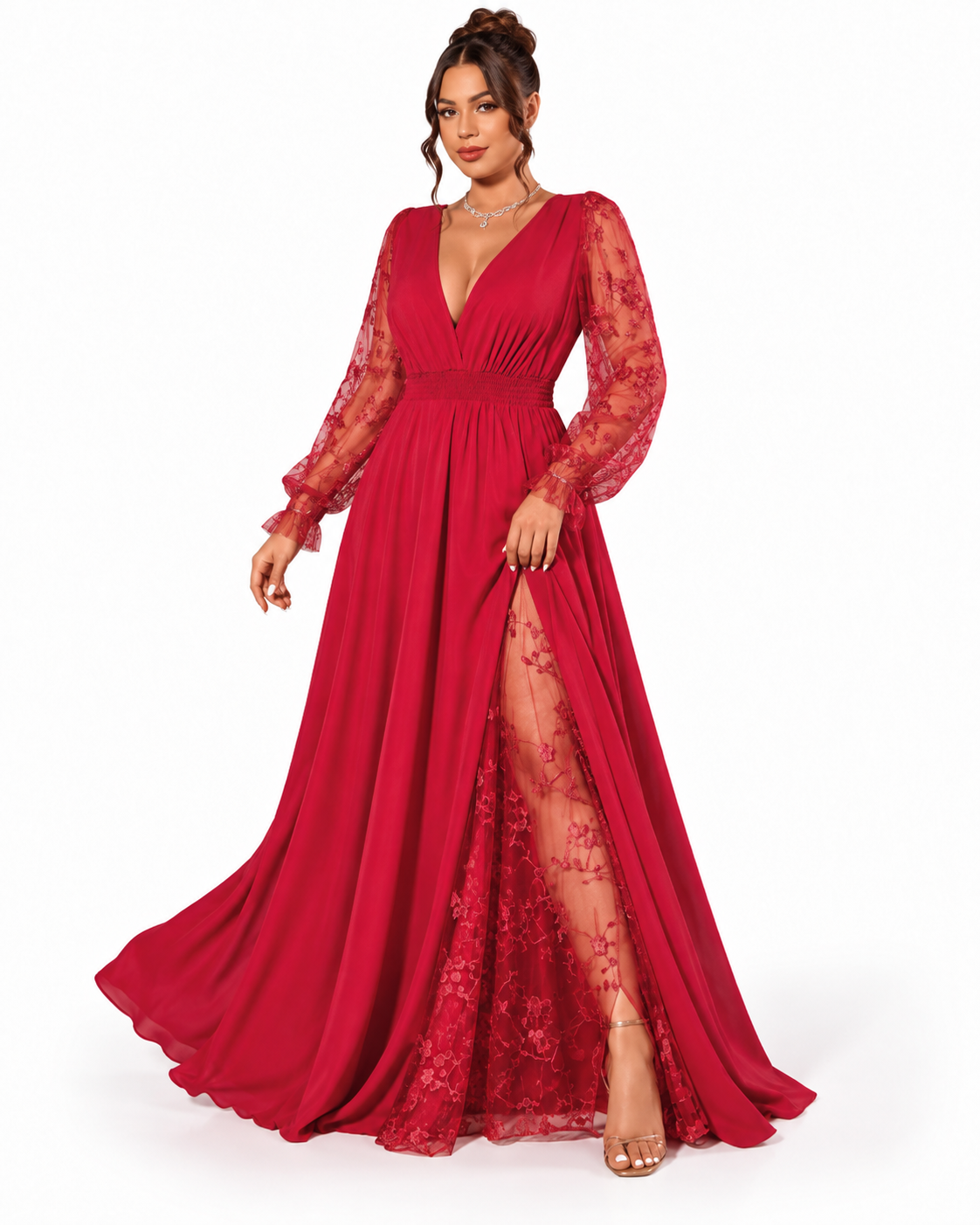 Celeste | Vestido de encaje de corte evasé · Vista 4