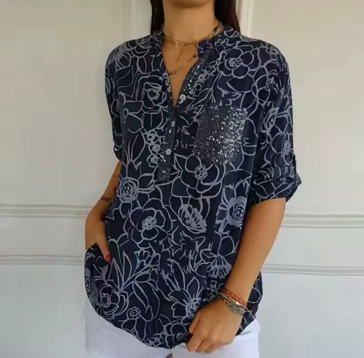 Camila | Blusa floral con bolsillo
