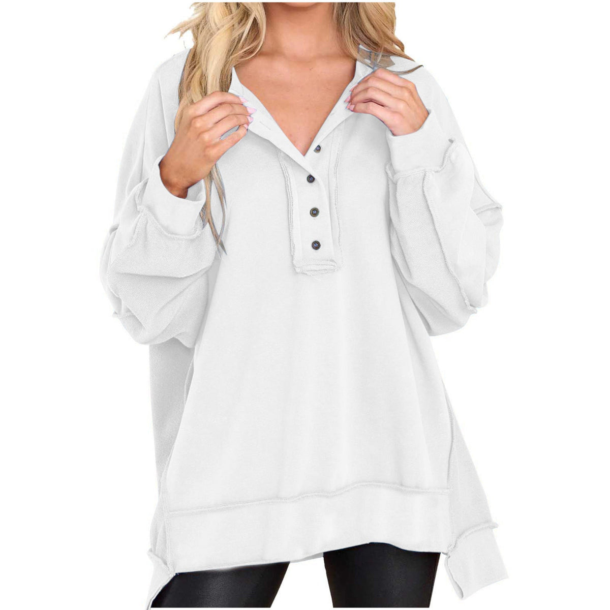 Gabriella | Sudadera holgada con cuello abotonado
