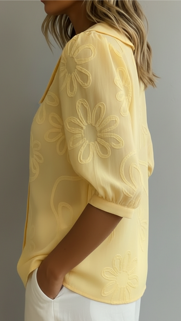 Blusa elegante Fiora con bordado floral