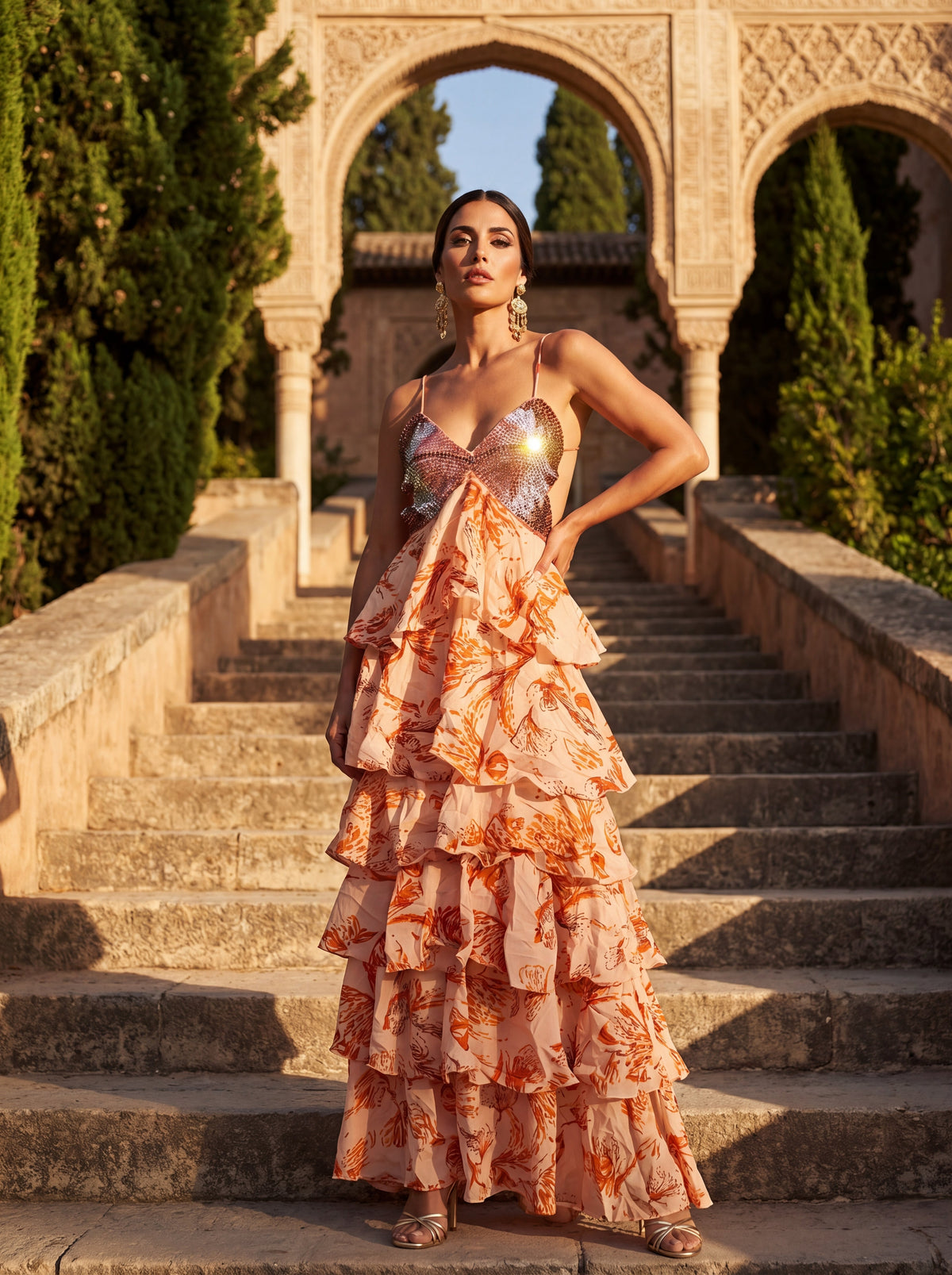 Ibiza | Vestido de volantes con escote joya